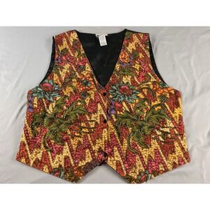Ana Mori Hand Beaded Floral Vest Women One Size Boho Ethnic Cotton Lined